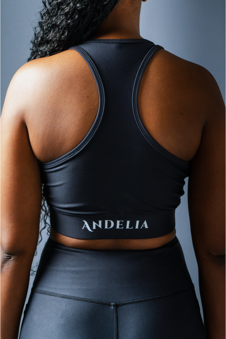 Andelia Black Print Sports Bra